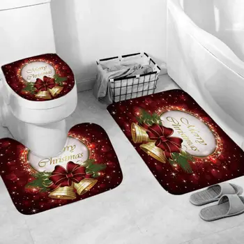 4pcs Christmas Bathroom Shower Bell Curtain Toilet Seat Cover Bath Mat Non-Slip Rug Three Piece Toilet Set Decro
4pcs Christmas Bathroom Shower Bell Curtain Toilet Seat Cover Bath Mat Non-Slip Rug Three Piece Toilet Set Decro