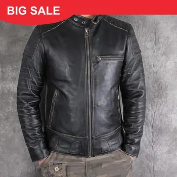 2020 Vintage Black Men Slim Fit Biker's Leather Jacket Large Size 3XL Genuine Cowhide Autumn Russian Motorcycle Leather Jacket
2020 Vintage Black Men Slim Fit Biker's Leather Jacket Large Size 3XL Genuine Cowhide Autumn Russian Motorcycle Leather Jacket