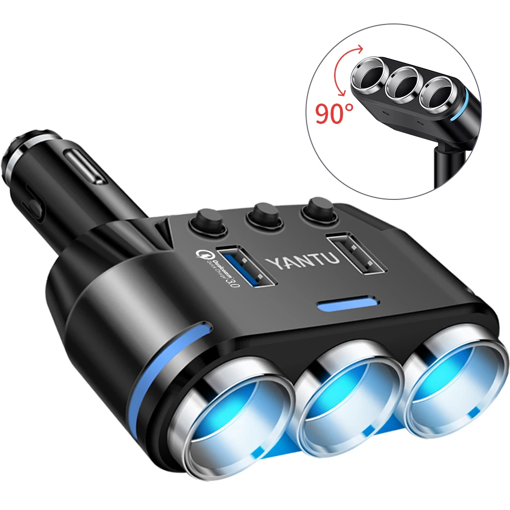 Wireless Car Cigarette Lighter 12V-24V 1-to 3 Socket Splitter Plug QC3.0 Charger with 2-USB Type-C for Mobile Phone DVR Minitor
Wireless Car Cigarette Lighter 12V-24V 1-to 3 Socket Splitter Plug QC3.0 Charger with 2-USB Type-C for Mobile Phone DVR Minitor