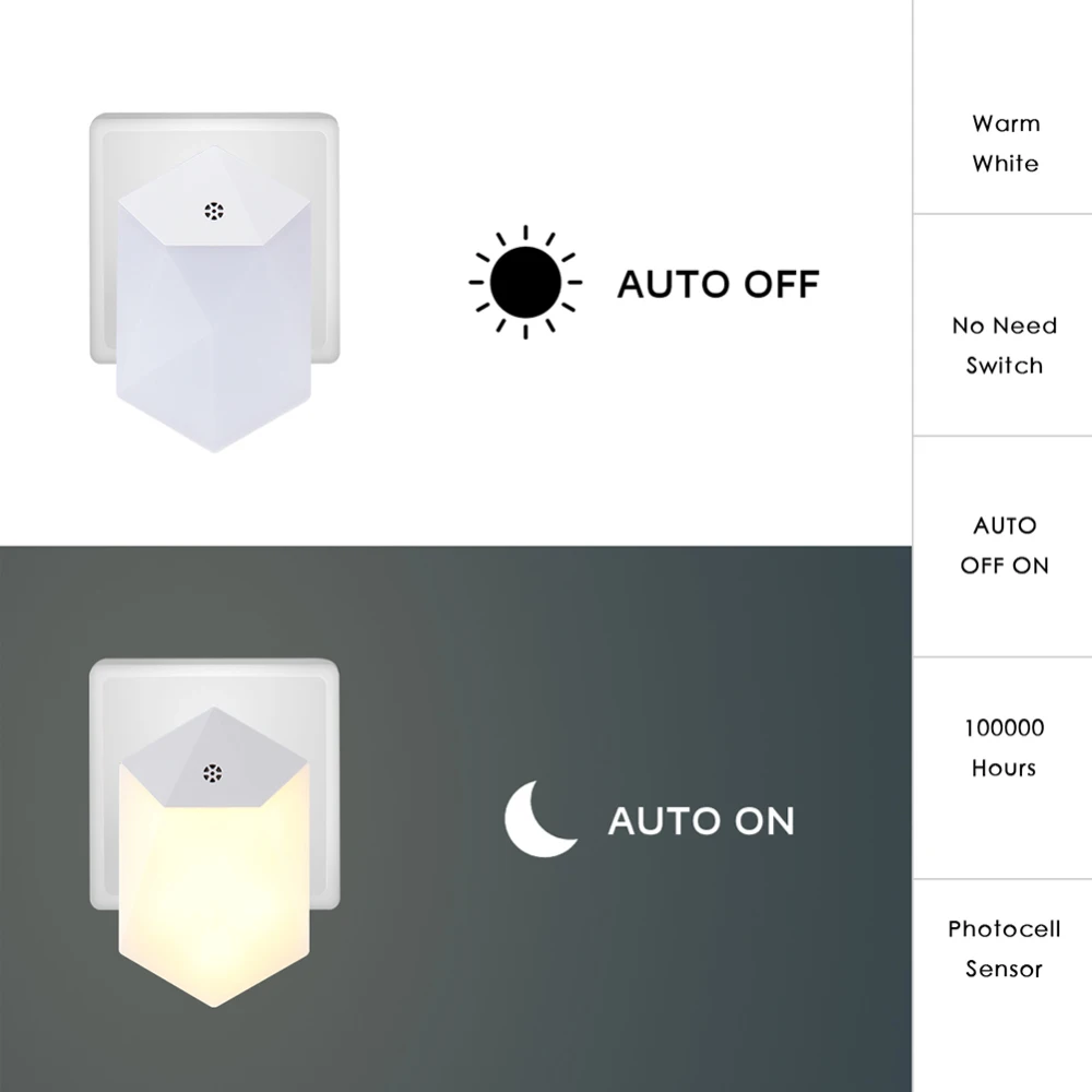 2pcs Plug-in LED Night Light Auto Dusk-to-Dawn Sensor Warm LED Night Lights for Hallway Home Decoration Lamp EU/US Plug
2pcs Plug-in LED Night Light Auto Dusk-to-Dawn Sensor Warm LED Night Lights for Hallway Home Decoration Lamp EU/US Plug