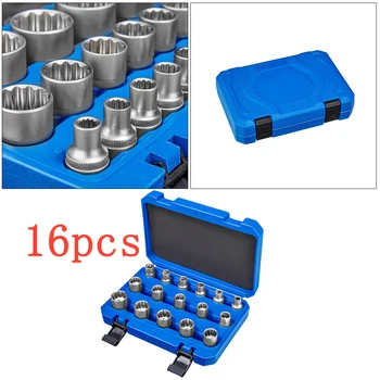 16pcs 12 Point Socket Set Chrome Vanadium Steel Socket Twelve Angle Gear Lock Sets With Case Car Repair Tool Kit Professional 
16pcs 12 Point Socket Set Chrome Vanadium Steel Socket Twelve Angle Gear Lock Sets With Case Car Repair Tool Kit Professional