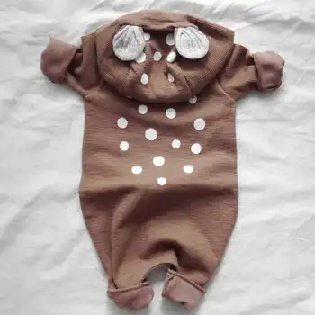 

ins Korean version of the spring and autumn baby cute one-piece outing clothes baby deer hooded romper newborn jacket cotton