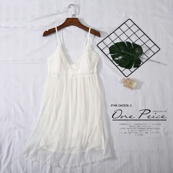 Sexy Satin Lace Black White Nightgowns Sling Yarn Women Summer Nightdress Casual Sleepwear Lounge Home Nightwear Intimate
Sexy Satin Lace Black White Nightgowns Sling Yarn Women Summer Nightdress Casual Sleepwear Lounge Home Nightwear Intimate