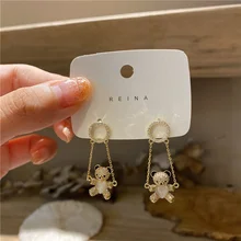 Drop Earrings Cartoon Bear Pendant Earrings Micro-inlaid zircon opal S925 silver needle Sweet and lovely jewelry accessorie 2021 
Drop Earrings Cartoon Bear Pendant Earrings Micro-inlaid zircon opal S925 silver needle Sweet and lovely jewelry accessorie 2021