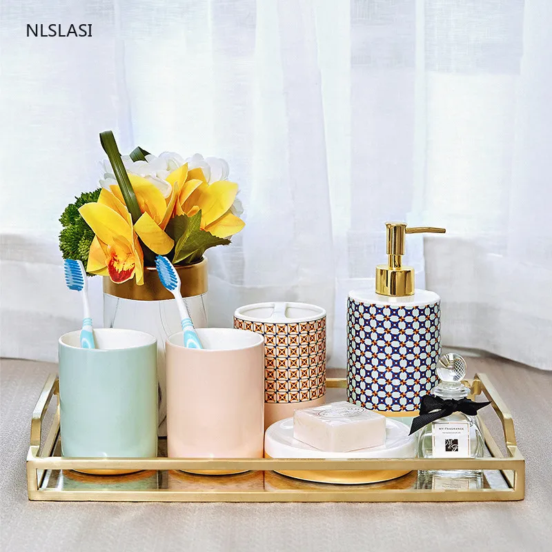 5pcs/set Ceramic Bathroom Accessory Set Soap dispenser gargle cup Toothbrush Holder Soap Dish bathroom wash set Wedding gifts
5pcs/set Ceramic Bathroom Accessory Set Soap dispenser gargle cup Toothbrush Holder Soap Dish bathroom wash set Wedding gifts