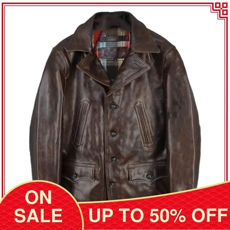 2020 Dark Brown Retro Casual Style Genuine Leather Jacket Men Plus Size 4XL Real Cowhide Autumn Single Breasted Natural Coat
2020 Dark Brown Retro Casual Style Genuine Leather Jacket Men Plus Size 4XL Real Cowhide Autumn Single Breasted Natural Coat