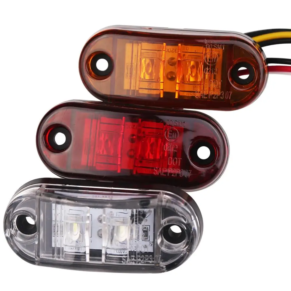 

2Pcs 12V 24V LED Side Marker Lights Warning Tail Light Auto Car External Lights Trailer Truck Lorry Lamps White red yellow