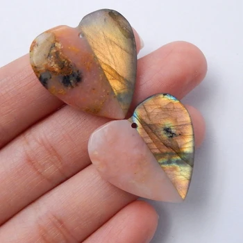 

Semiprecious Stone Pink Opal and Labradorite Hand Cutting Heart Shape intarsia Earrings Beads,25x24x7mm,24x24x5mm,8.1g