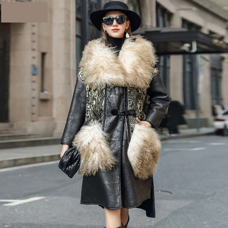 Пальто из натурального меха женская шерстяная куртка осенне-зимнее пальто