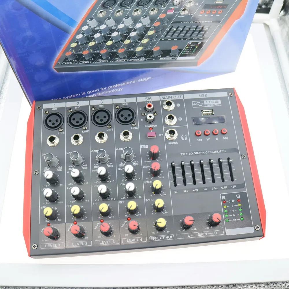 Bluetooth Audio Mixer 6-Input 2-Bus a Stereo 6 Channel Microphones Mixing Console MiCWL MG6
Bluetooth Audio Mixer 6-Input 2-Bus a Stereo 6 Channel Microphones Mixing Console MiCWL MG6