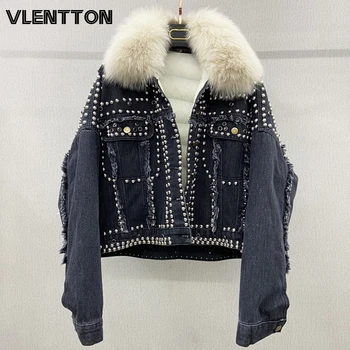Autumn Winter Thick 90% White Duck Liner Down Denim Jacket Women Oversize Real Fur Collar Rivet Coat Female Loose Outwear
Autumn Winter Thick 90% White Duck Liner Down Denim Jacket Women Oversize Real Fur Collar Rivet Coat Female Loose Outwear