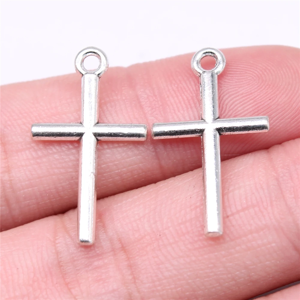 

WYSIWYG 20pcs Charms 26x15mm Cross Charms Pendant Antique Silver Color For Jewelry Making DIY Jewelry Findings