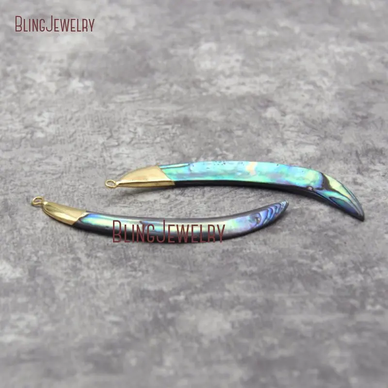 Abalone Shell Pendant Gold Dipped Crescent Moon Pendant Approx70x8mm PM28205
Abalone Shell Pendant Gold Dipped Crescent Moon Pendant Approx70x8mm PM28205