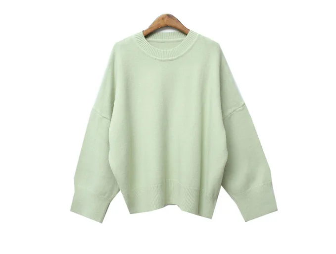 light green knitted sweater women o-neck cashmere autumn winter