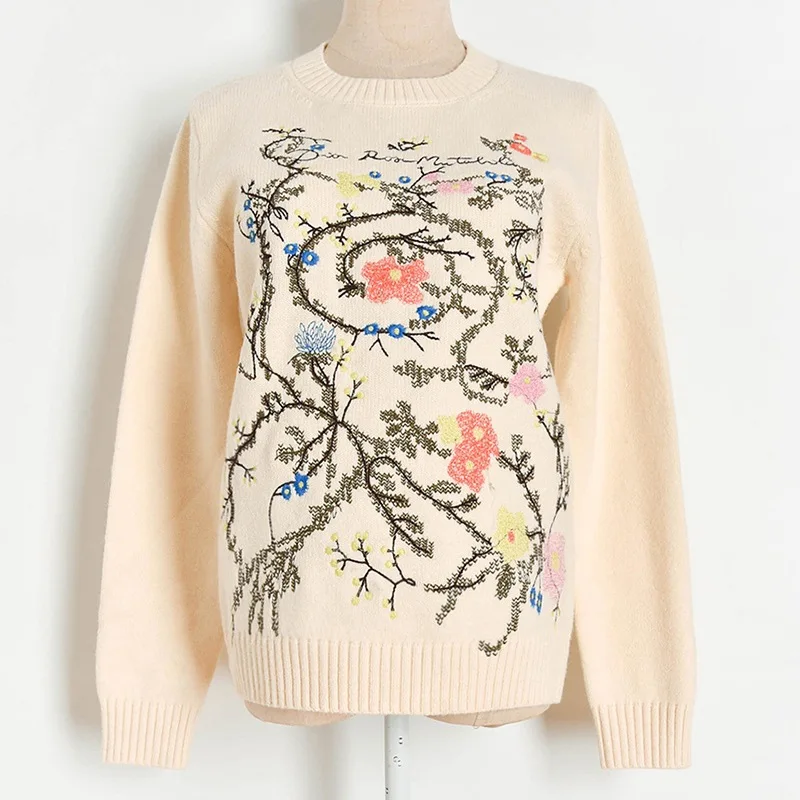 Runway Sweater Women Fashion 2020 Winter Vines Floral Embroidered Wool Blend Sweaters Warm Knit Pullover Ladies Jumper
Runway Sweater Women Fashion 2020 Winter Vines Floral Embroidered Wool Blend Sweaters Warm Knit Pullover Ladies Jumper