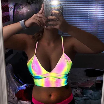 Neon Satin V Neck Sexy Crop Top Women Sleeveless Backless Reflective Cami Top Summer Fashion Party Night Clubwear Top New 2020
Neon Satin V Neck Sexy Crop Top Women Sleeveless Backless Reflective Cami Top Summer Fashion Party Night Clubwear Top New 2020