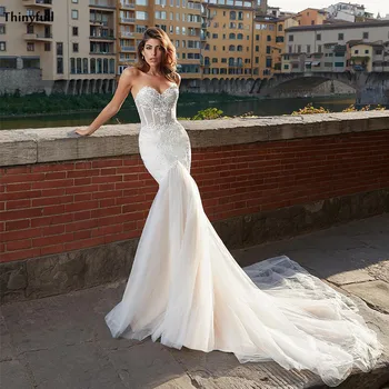 Thinyfull Boho Sweetheart Mermaid Wedding Dresses 2021 Lace Appliques Illusion Princess Bridal Gowns For Women Abito Da Sposa
Thinyfull Boho Sweetheart Mermaid Wedding Dresses 2021 Lace Appliques Illusion Princess Bridal Gowns For Women Abito Da Sposa