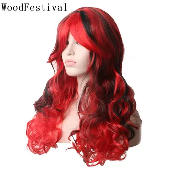 WoodFestival Women's Wigs Synthetic Fake Hair Pieces Heat Resistant Female Long Curly Cosplay Wig with bangs Mix Color Red Black
WoodFestival Women's Wigs Synthetic Fake Hair Pieces Heat Resistant Female Long Curly Cosplay Wig with bangs Mix Color Red Black