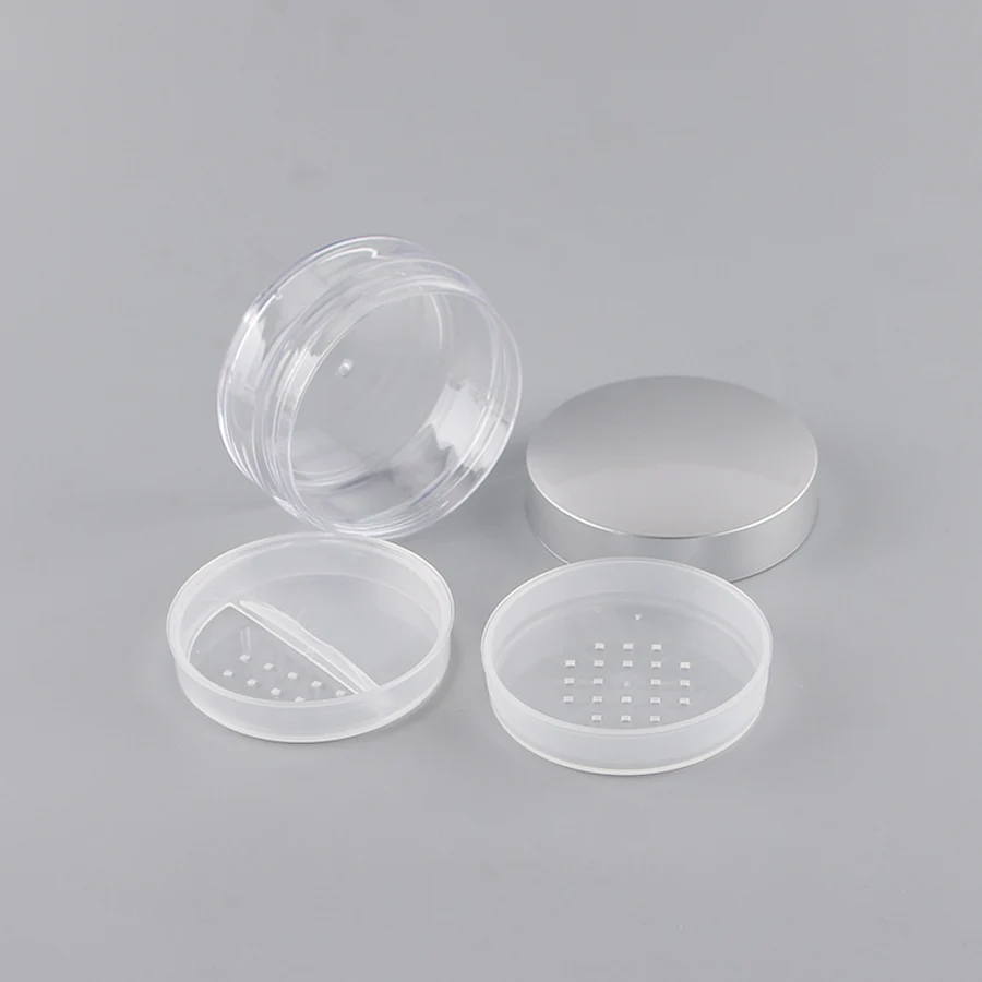 50PCS 50ML Clear Plastic Loose Powder Case with Silver Cover, High-grade Makeup with 2 Shape of Sifter, Portable Cosmetic Jar
50PCS 50ML Clear Plastic Loose Powder Case with Silver Cover, High-grade Makeup with 2 Shape of Sifter, Portable Cosmetic Jar