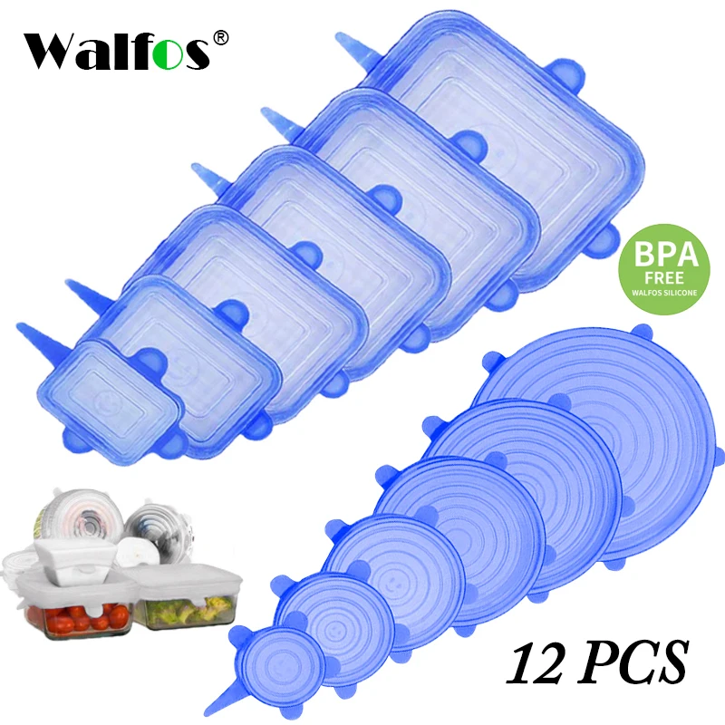 Walfos 12pcs Universal Kitchen Wrap Seal Fresh Keeping Silicone Caps Reusable Elastic Stretch Adjustable Silicone Food Cover
Walfos 12pcs Universal Kitchen Wrap Seal Fresh Keeping Silicone Caps Reusable Elastic Stretch Adjustable Silicone Food Cover