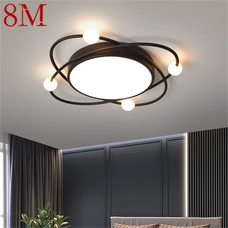 

8M Nordic Ceiling Light Contemporary Black Round Lamp Fixtures LED Home Decorative for Living Bed Room