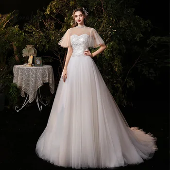 Sequin Lace A-line Floor-length Backless Modest Wedding Dresses With Train Plus Size Customized
Sequin Lace A-line Floor-length Backless Modest Wedding Dresses With Train Plus Size Customized