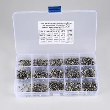 400PCS Stainless Steel Cross Recessed Pan Head Screws Phillips Screws Assortment Kit Screws And Nuts Set M2/2.5/3/4/5
400PCS Stainless Steel Cross Recessed Pan Head Screws Phillips Screws Assortment Kit Screws And Nuts Set M2/2.5/3/4/5