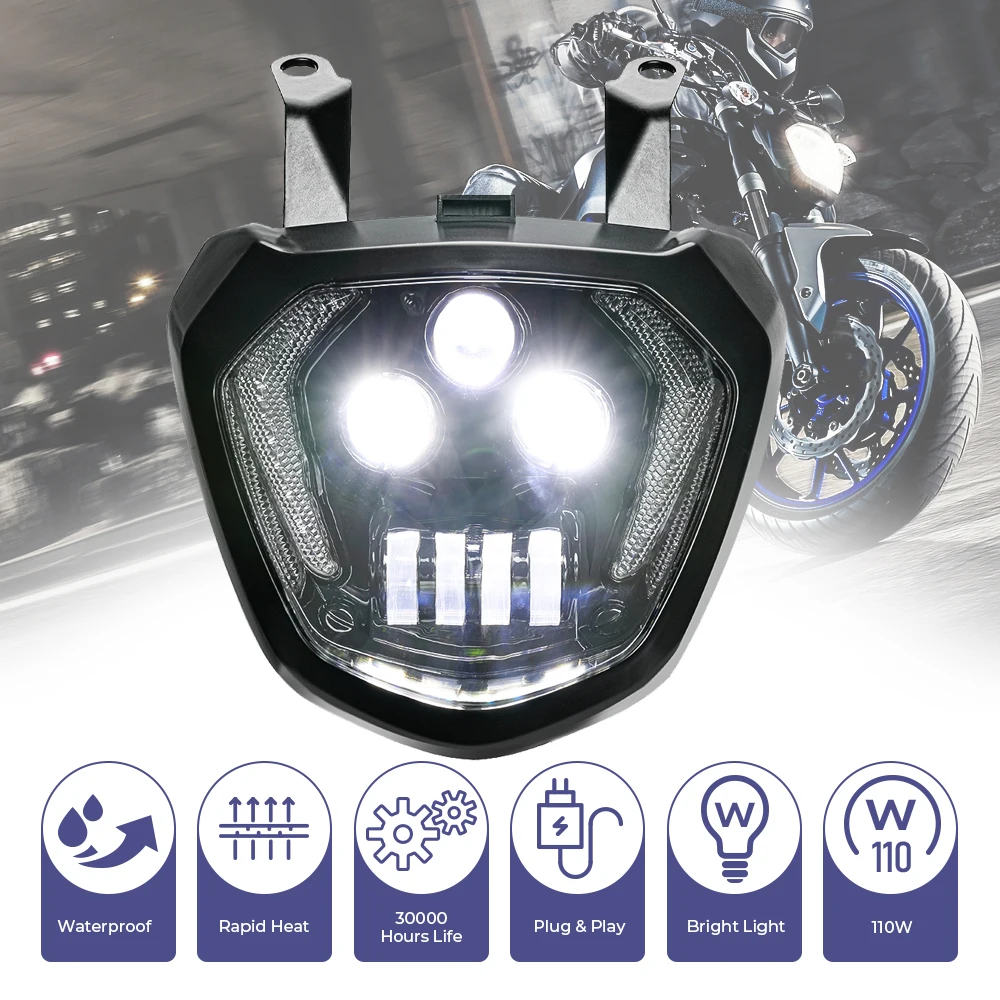 For YAMAHA MT07 Motorcycle Headlight MT07 DRL 110W 12V LED Headlight For MT07 FZ07 HeadLamp 2014 2015 2016 2017
For YAMAHA MT07 Motorcycle Headlight MT07 DRL 110W 12V LED Headlight For MT07 FZ07 HeadLamp 2014 2015 2016 2017