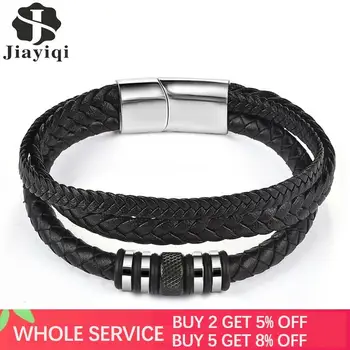 Jiayiqi Fashion Male Jewelry Bracelet Multilayer Braid Leather Rope Chain Stainless Steel Magnetic Clasp WristBand Male Jewelry
Jiayiqi Fashion Male Jewelry Bracelet Multilayer Braid Leather Rope Chain Stainless Steel Magnetic Clasp WristBand Male Jewelry