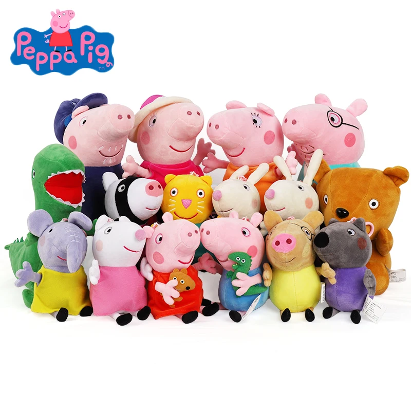 

100% Original 19cm Peppa Pig George Stuffed Plush Toys Cartoon Family Friend Pig Party Dolls for Girl Children Birthday Gifts