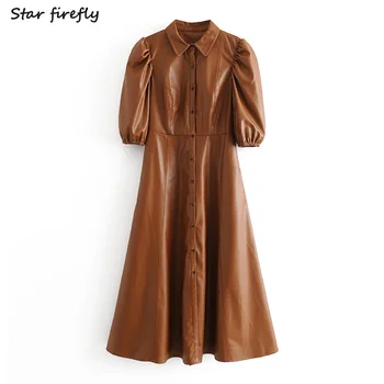 Star firefly fashion Za dress female 2020 spring new casual slim-fit faux leather shirt-style sleeved lapel dress women
Star firefly fashion Za dress female 2020 spring new casual slim-fit faux leather shirt-style sleeved lapel dress women