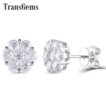 TransGems 1.60CTW F Colorless Moissanite Stud Earrings Flower Shaped in 18K White Gold Push Back for Women
TransGems 1.60CTW F Colorless Moissanite Stud Earrings Flower Shaped in 18K White Gold Push Back for Women