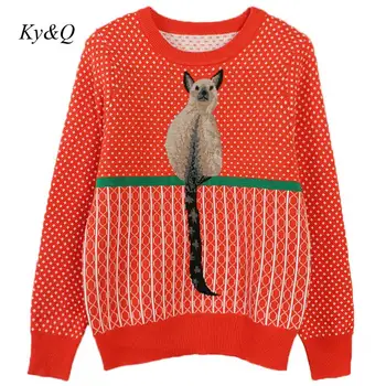 Runway Brand Designer 2019 Winter Women Squirrel Embroidery Red Pullover Loose O-neck Long-sleeved Knit Top Sweater Christmas
Runway Brand Designer 2019 Winter Women Squirrel Embroidery Red Pullover Loose O-neck Long-sleeved Knit Top Sweater Christmas
