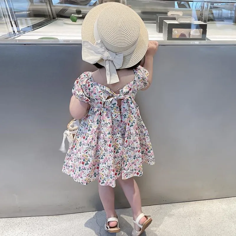 Toddler Clothes Girls Floral Print Summer Short Sleeve Princess Dress Korean Kids Fashion Back Bow A-line Dress Costume 2-7Yrs
Toddler Clothes Girls Floral Print Summer Short Sleeve Princess Dress Korean Kids Fashion Back Bow A-line Dress Costume 2-7Yrs