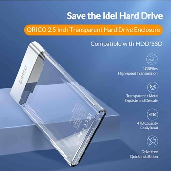 ORICO 2.5 Inch Hard Disk Case SATA Transparent Hard Disk Case To USB 3.0 HDD / SSD Box Tool Support 4TB UASP Box HD Box 7-9.5mm
ORICO 2.5 Inch Hard Disk Case SATA Transparent Hard Disk Case To USB 3.0 HDD / SSD Box Tool Support 4TB UASP Box HD Box 7-9.5mm