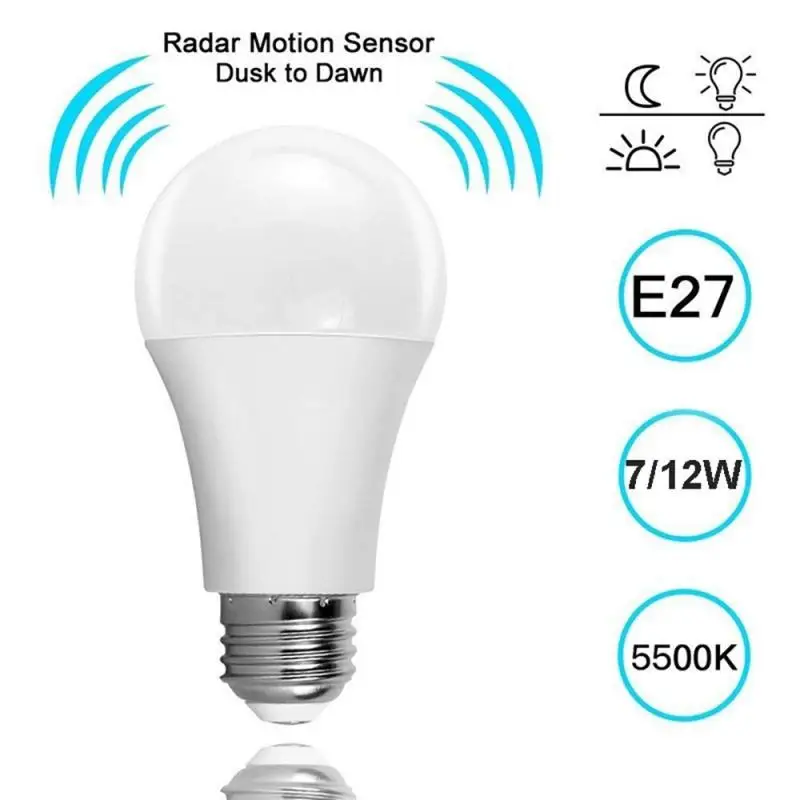E27 White Smart LED Light Bulb AC85-265V Radar Detector Technology Sensor LED Bulb Lamp Auto Sensitive Light Motion Sensor Light
E27 White Smart LED Light Bulb AC85-265V Radar Detector Technology Sensor LED Bulb Lamp Auto Sensitive Light Motion Sensor Light