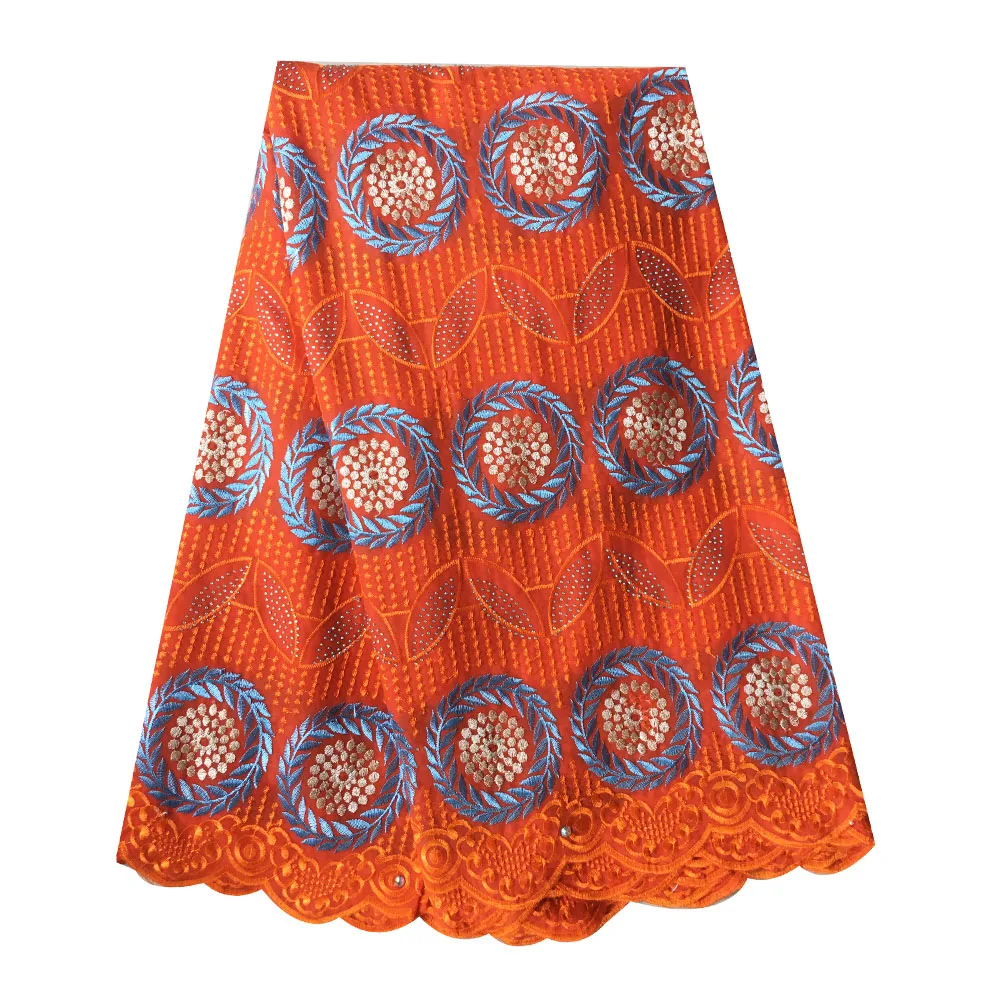 orange cotton lace fabric-50775