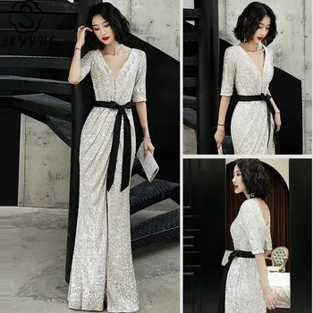 Skyyue Formal Dress V-Neck Mermaid Half Sleeve Evening Dress 2020 Sequined Ruched Plus Size Floor-Length Dress Woman Party K008
Skyyue Formal Dress V-Neck Mermaid Half Sleeve Evening Dress 2020 Sequined Ruched Plus Size Floor-Length Dress Woman Party K008