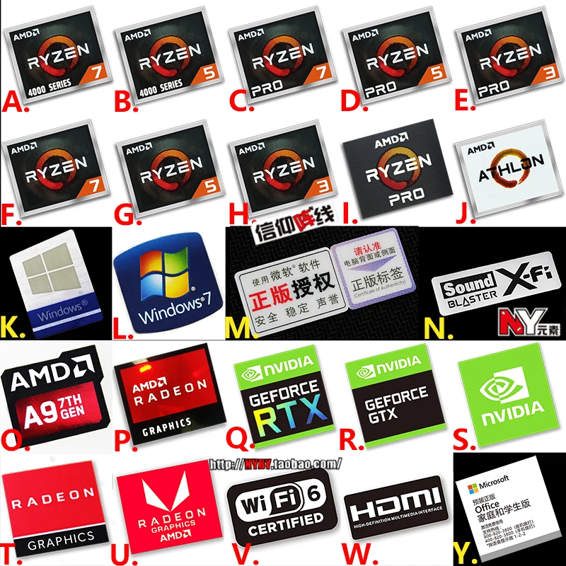 

New Original AMD FX A10 A8 Ryzen R7 R5 R3 CPU Computer Sticker Notebook Label