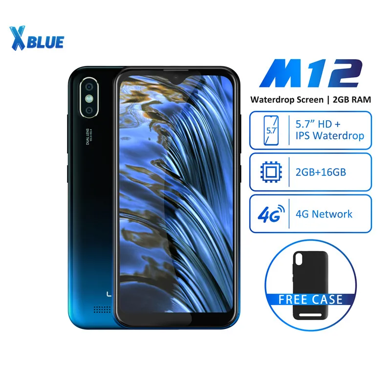 

Leagoo M12 Android 9 MT6739ww Quad Core 2GB RAM 16GB ROM 5.7Inch IPS 3000mAh 5V/1A Rapid charge Face ID Rear 8+2MP Front 5MP Cam