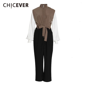 CHICEVER Hit Color Two Piece Set For Women Lace Up Lantern Sleeve Shirt High Waist Pants Female Suits 2020 Autumn Fashion New
CHICEVER Hit Color Two Piece Set For Women Lace Up Lantern Sleeve Shirt High Waist Pants Female Suits 2020 Autumn Fashion New