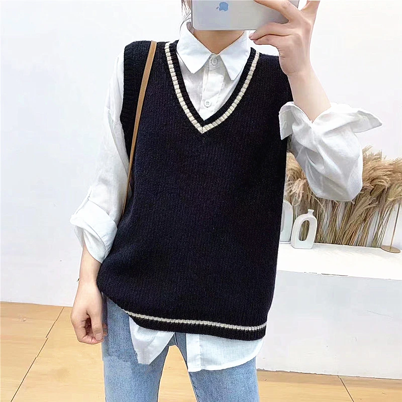 2020 Spring Autumn New Korean style Vest Simple & Elegant Loose Sleeveless Waistcoat Women's Knitted Outerwear Sweater Vest
2020 Spring Autumn New Korean style Vest Simple & Elegant Loose Sleeveless Waistcoat Women's Knitted Outerwear Sweater Vest