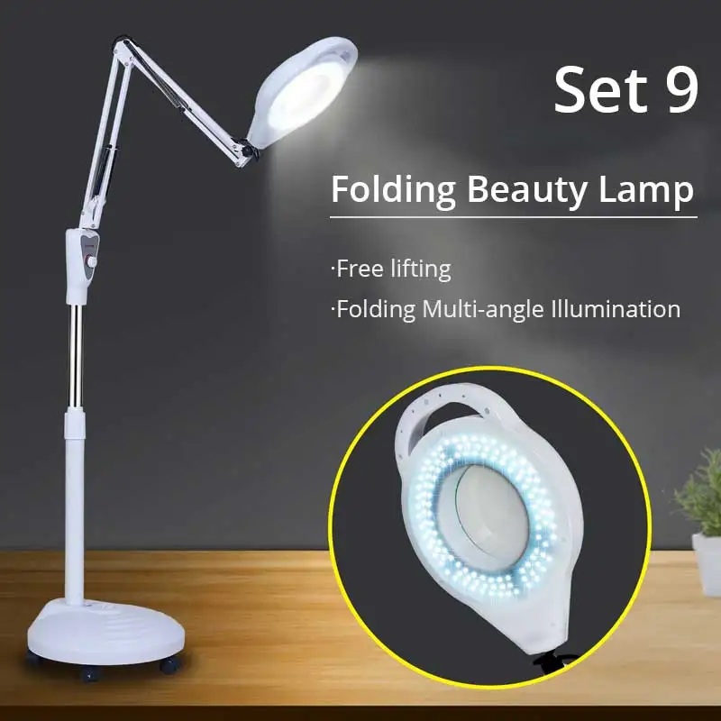 

5x Big Magnifying Glass with LED Light 220v Large Standing Rotatable LED Illuminated Magnifier Beauty Salon Nail Tattoo Loupe