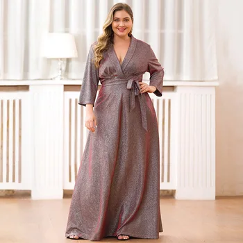Plus Size Evening Dresses Gray Shining A-Line Women Banquet Gowns R096 Deep V-Neck Robe De Soiree Long Sleeve Formal Party Dress
Plus Size Evening Dresses Gray Shining A-Line Women Banquet Gowns R096 Deep V-Neck Robe De Soiree Long Sleeve Formal Party Dress