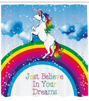 Kids Shower Curtain Unicorn Rainbow Fantasy Print for Bathroom
Kids Shower Curtain Unicorn Rainbow Fantasy Print for Bathroom