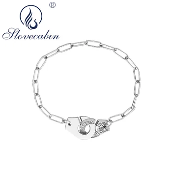 Slovecabin Authentic 925 Sterling Silver Handcuffs Chain Link Menottes Bracelets With Crystal Lock Luxury Femme Fine Jewelry
Slovecabin Authentic 925 Sterling Silver Handcuffs Chain Link Menottes Bracelets With Crystal Lock Luxury Femme Fine Jewelry