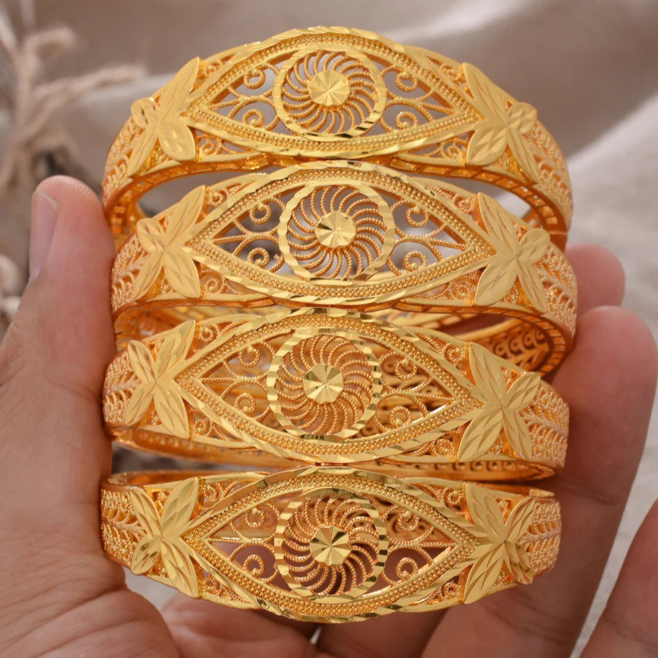 4pcs/Set Islamic 24k Dubai Gold Color Bangles For Women Ethiopia Bangles&Bracelets Africa Saudi Arab Wedding Jewelry Party Gift
4pcs/Set Islamic 24k Dubai Gold Color Bangles For Women Ethiopia Bangles&Bracelets Africa Saudi Arab Wedding Jewelry Party Gift