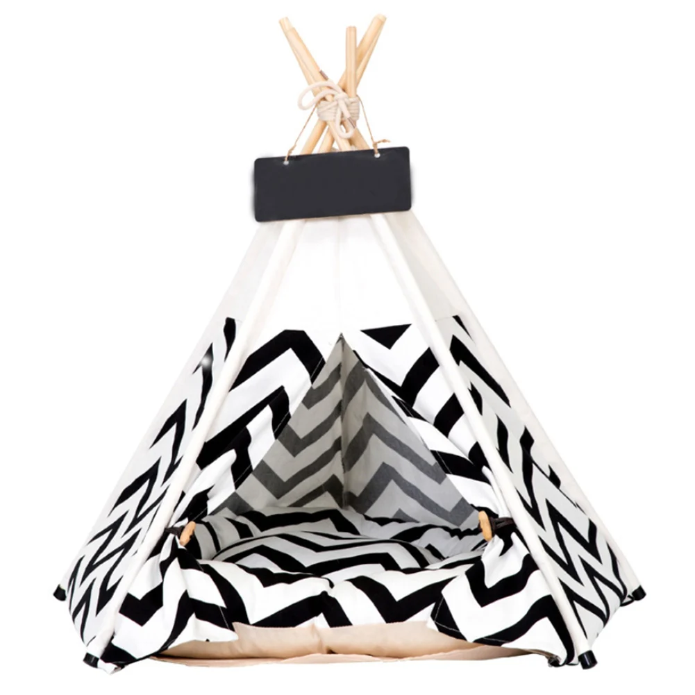 Pets Teepee Dogs Cats Rabbits Bed Cotton Canvas Portable Striped Pet Tents Houses with Cushions UYT Shop 
Pets Teepee Dogs Cats Rabbits Bed Cotton Canvas Portable Striped Pet Tents Houses with Cushions UYT Shop