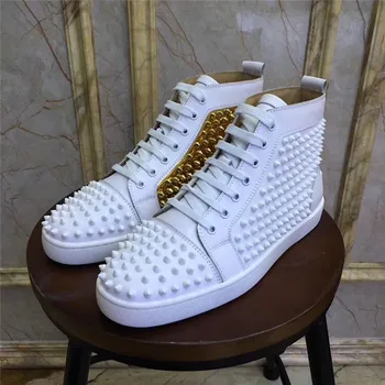 2020 Spring Unisex Sneakers Flat High-top Rivet Casual Men Shoes Lace-up Cow Leather Women Sneakers Fashion Shoes
2020 Spring Unisex Sneakers Flat High-top Rivet Casual Men Shoes Lace-up Cow Leather Women Sneakers Fashion Shoes