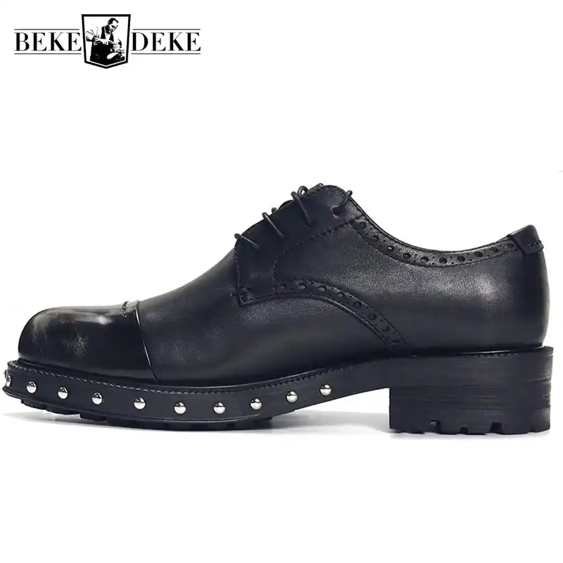 black platform derby shoes